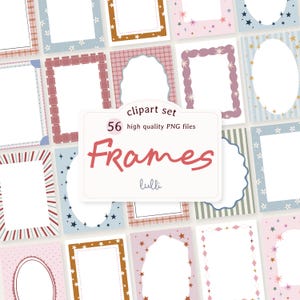 56 Whimsical Frames Set - Frames Clipart Bundle - Stripped Checkered Invitation Frame - Hand-Drawn Wedding Clipart - Borders - Invitations