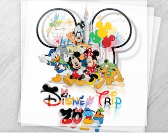 Feuille de transfert personnalisée Disney Trip DTF - presse à chaud château dessin animé - feu d'artifice coloré - T-shirt thermocollant