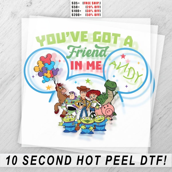 Toy Story-Inspired DTF Transfer Sheet for DIY T-Shirt Design - Kids Apparel Graphics - Heat Press Decal