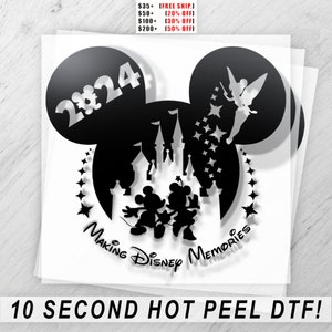 DTF Transfer Sheet Disney Inspired Magic Castle Mickey Mouse Apparel DIY for 2024 Family Vacation T-Shirt Decal and Making Memories Design