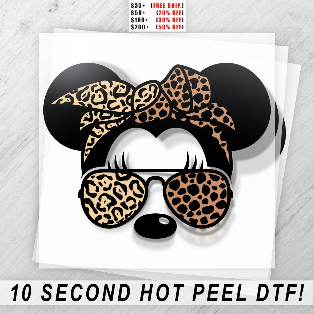 Leopard Print Mickey Mouse Ears Iron-on Transfer Sheet for DIY Apparel ...