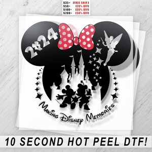 Disney Memories DTF Transfer Sheet for Heat Press Apparel - BH019 Minnie 2024 - Family Vacation Clothing Customization