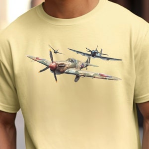 Vintage WWII Fighter Planes Shirt Retro British Aircraft Shirt War History Enthusiast Apparel Classic Airplane Aviation History Spitfire Tee