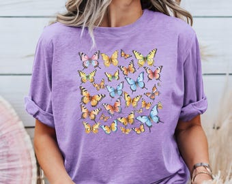 Fjärilsskjorta Butterscotch-t-shirt Botanisk t-shirt Cottage Core Butterfly CottageCore Kläder Fjärilsgrafikskjorta Vintage Damskjorta