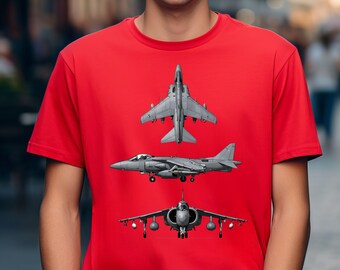 Harrier Jet Shirt Iconic Aviation Jet AV-8B Jump Jet Tee Military Aviation Graphic Fighter Aircraft Pilot Gift Veteran Plane Shirt