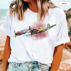 Vintage WWII Spitfire Fighter Plane Tee Retro British Aircraft Shirt War History Enthusiast Apparel Classic Airplane Aviation History Shirt
