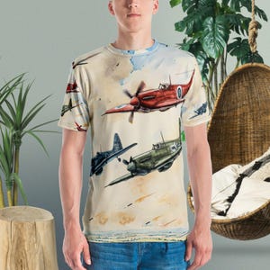 WWII Fighter Planes Dogfight Graphic Tee Aviation History in Action Gift for aviation enthusiasts history buffs stunning Dogfight T-Shirt