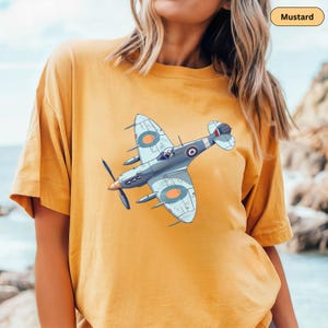 Vintage WWII Spitfire Fighter Plane Tee Retro British Aircraft Shirt War History Enthusiast Apparel Classic Airplane Aviation History Shirt
