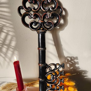 Wall Decoration Big Key Made of Polyresin Material in Black Color,Vintage Key Wall Decor for Home Office Decoration,Key Wall Sculpture