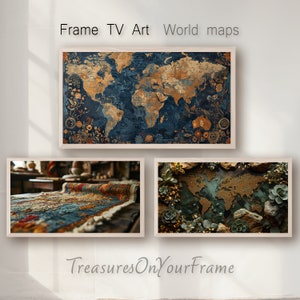 Samsung Frame TV Art, Digitale Download Art voor Frame TV, Kunst voor The Frame TV, 4K Samsung Frame Art, Wereldkaart, Digitale Kunst