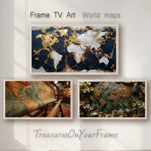 Samsung Frame TV Art, digitale downloadkunst voor Frame TV, 4K Samsung Frame Art, wereldkaart, digitale kunst