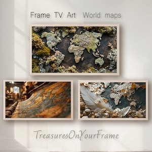 Samsung Frame TV Art, digitale downloadkunst voor Frame TV, 4K Samsung Frame Art, wereldkaart, digitale kunst