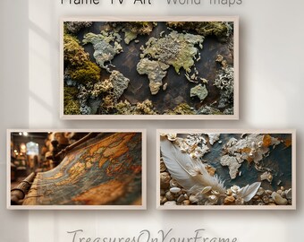 Samsung Frame TV Art, Digital Download Art für Frame TV, 4K Samsung Frame Art, Weltkarte, digitale Kunst