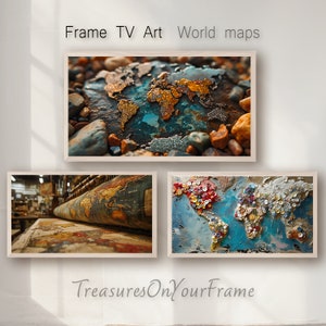Samsung Frame TV Art, digitale downloadkunst voor Frame TV, 4K Samsung Frame Art, wereldkaart, digitale kunst