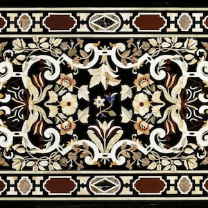 Marble Coffee / kitchen Dining Table Top Inlay Pietradura Semi Precious Stones Handmade Work