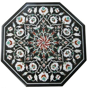 Marble Corner Table Top Inlaid With Semi Precious Stones Handmade Art Home Decor
