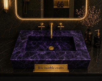 Handcrafted Amethyst Floating Sink | Luxury Crystal Stone Vessel Sink | Purple Gemstone Bathroom Vanity Basin |Natural Stone Home Decor Gift