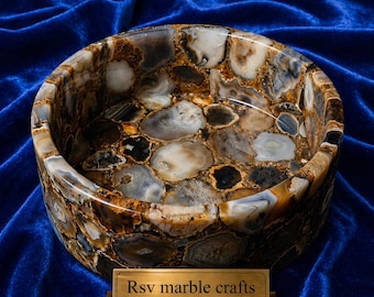 Luxe wastafel van agaatsteen|Handgemaakte wastafel van natuurlijke edelsteen|Premium aanrechtwastafel|Modern ijdelheiddecor|Unieke stenen wasbak