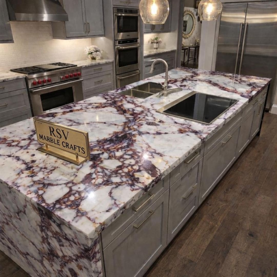 Calacatta Viola Marble Kitchen Island|luxury Marble Countertop|custom ...