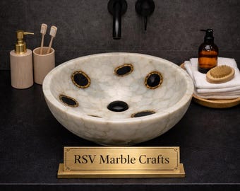 高級瑪瑙シンク天然石洗面器｜手作り宝石洗面器｜バスルーム洗面台カウンター洗面器｜ユニークなホームデコレーションシンク
