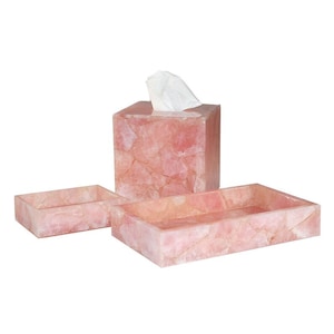 Rose Quartz Agate bathroom set, Luxury Rose Quartz Bathroom Vanity set , Bathroom Accessories Set