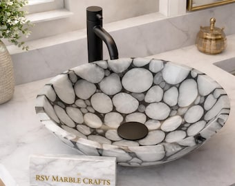 Lavabo de ágata blanca / Lavabo de baño de piedra de lujo hecho a mano / Lavabo de encimera de cristal natural / Elegante lavabo de tocador