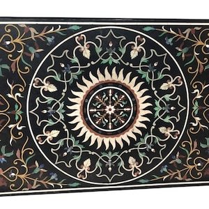 Marble Table Top Semi Precious GemStones Inlay Home and Office, Dining Table Top, Coffee Table, Living Room Furniture