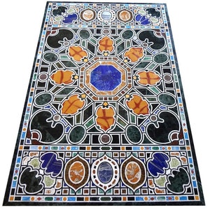 Marble Semi Precious GemStones Inlay Table Top, Dining Table Top, Coffee Table Top, Living Room Furniture