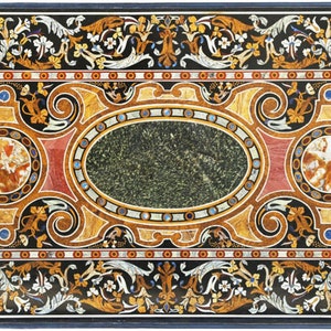 Marble Coffee / kitchen Dining Table Top Inlay Pietradura Semi Precious Stones Art Handmade Work