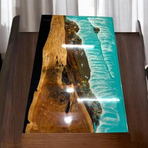 Blue Epoxy Resin Table, Dining Table, Resin River Table Top, Handmade Furniture, Mid Century Modern, Home & Outdoor Decorative