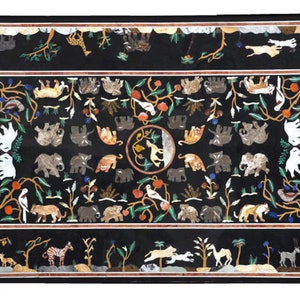 Marble Coffee Center Table Top Semi Precious Stones Inlay Art Handmade Home Office Decor