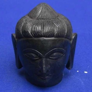 Elegant Black Marble Buddha Hand-Carved Statue With Blessing Pose