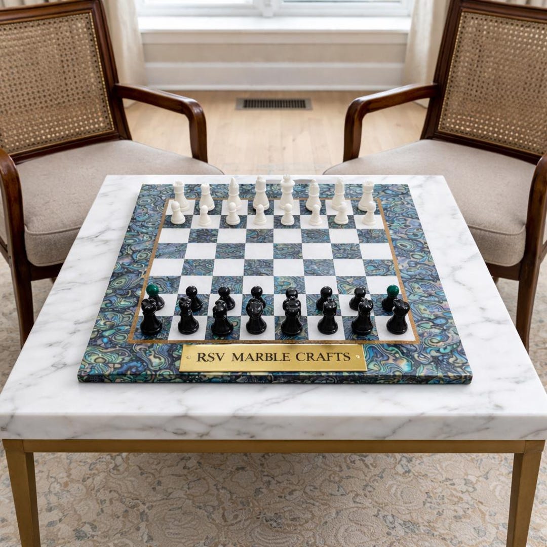Square Abalone Shell Chess Set,mother of Pearl Chess Board Luxury ...