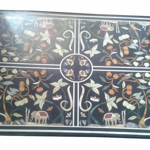 Marble Center Coffee Table Top Handmade Semi precious stones Art Work Home Decor