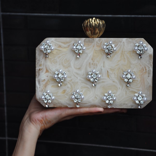Indian Clutch with embellishments, Hand Clutch for wedding party gift and bridesmaid heavy stonework, bridal resin clutch for women