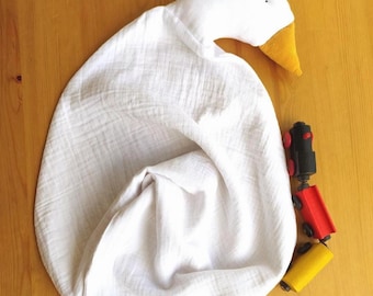 Personalized Cotton Duck Baby Blanket,50-50 cm Duck Security Blanket,Muslin Goose Comforter,Organic Goose Lovey,Handmade Stuffed Toy, Gauze