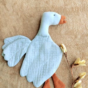 Organic Cotton Duck Sleeping Companion:Handmade Baby Safety Blanket,Personalized Baby Gift,Duck Diaper,Handmade Plush Animal,Back to school