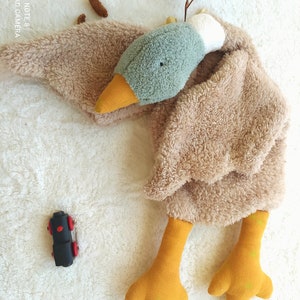 Plush Mallard Duck: Handmade Plush Animal Security Blanket, Soft Plush Mallard Duck Quilt,Goose Love,Handmade Stuffed Animal,Back to School.