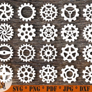 Pakiet Gears SVG do pobrania cyfrowego Pliki szablonów wycinania papieru dla maszyny do cięcia sylwetki Cricut