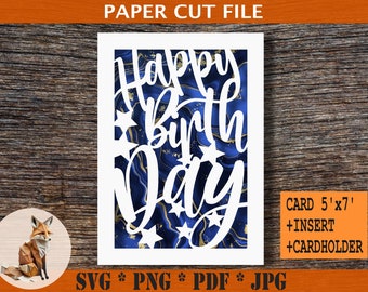 Happy Birthday Card SVG: Insert & Card Holder (Digital Download)