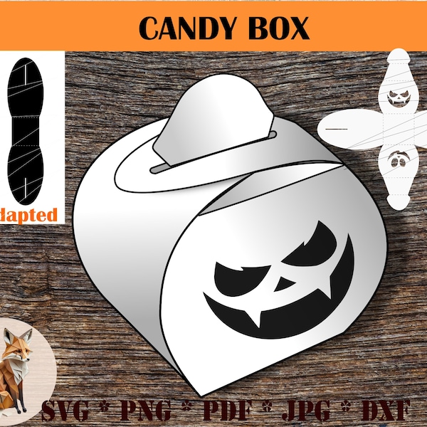 Halloween Favor Box SVG digital download, Papercut Monster Party Decor Template, Halloween Spooky Candy Gift Box SVG Paper Cut Template