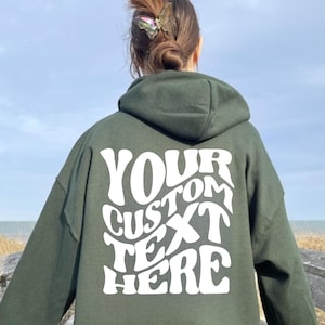 Personalised Hoodie, wavy words hoodie, Custom Hoodie With Retro Wavy Font, Custom Sweatshirt design, Custom Hoodie for women, Custom text,