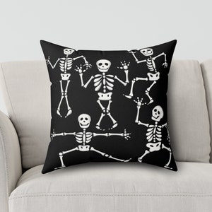 Skeleton Pillow | Halloween Decoration | Halloween Decor | Dancing Skeleton Pillow | Skeleton Pillow Cover | Fall Pillow | Spooky Pillow
