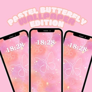 Papel de parede de borboleta pastel | Papel de parede fofo | Papel de parede estético | Plano de fundo para celular