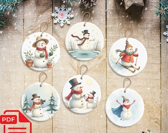Diseños de adornos navideños de muñecos de nieve extravagantes – Descarga digital PNG / #Christmas24-Set1