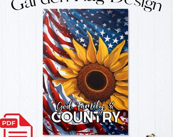 Drapeau de jardin en sublimation PNG Design - Dieu famille pays - Téléchargement numérique | #17