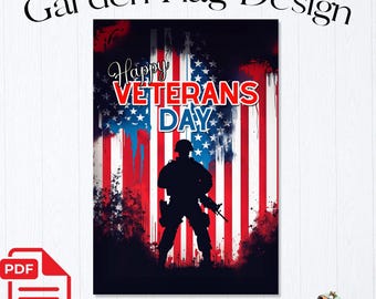 Garden Flag Sublimation PNG Design - Happy Veterans Day - Digital Download | #11