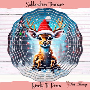 Christmas Deer Wind Spinner Sublimation Transfer - Ready To Press