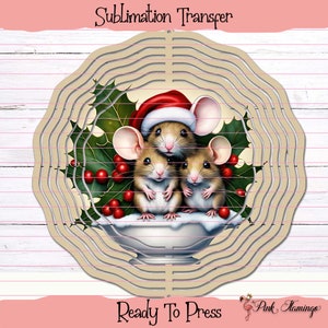 Holly Mice Wind Spinner Sublimation Transfer - Ready To Press (Up To 12&quot;)
