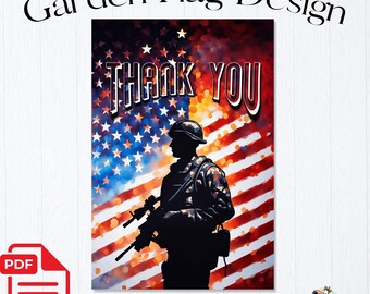 Garden Flag Sublimation PNG Design - Patriotic Thank You - Digital Download  | #16